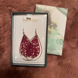 Nicole Miller Pink Teardrop Earrings
